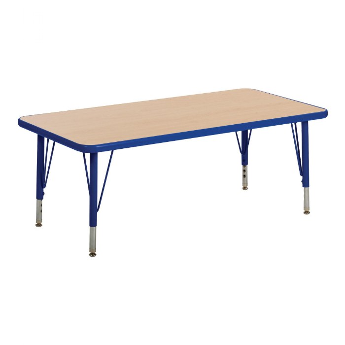 Primary Image of Nature Color 24" x 36" Rectangle Table with 21-30" Adjustable Legs - Blue