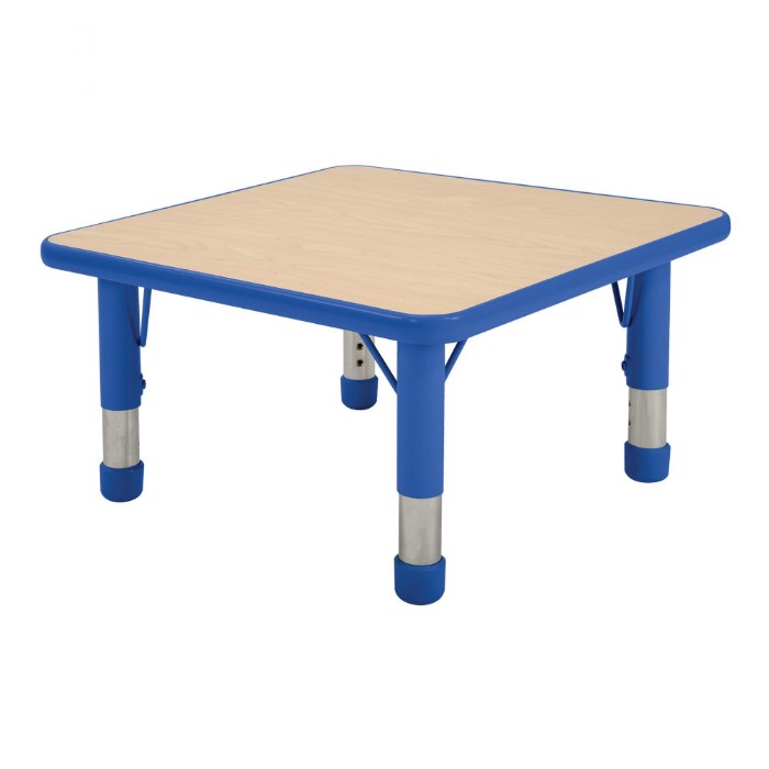 Primary Image of Nature Color Chunky 24" x 24" Toddler Table with 12-16" Adjustable Legs - Blue