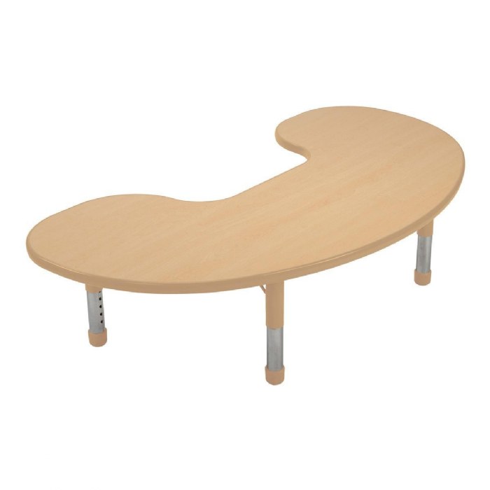 Primary Image of Nature Color Chunky 32" x 60" Toddler Jelly Bean Table with 12-16" Adj. Legs- Natural