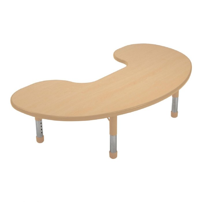 Primary Image of Nature Color Chunky 32" x 60" Jelly Bean Table with 12" - 16" Adjustable Legs