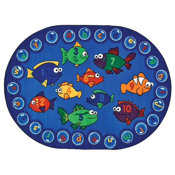 Primary Image of Fishing For Literacy Oval Carpet 6'9" x 9'5"