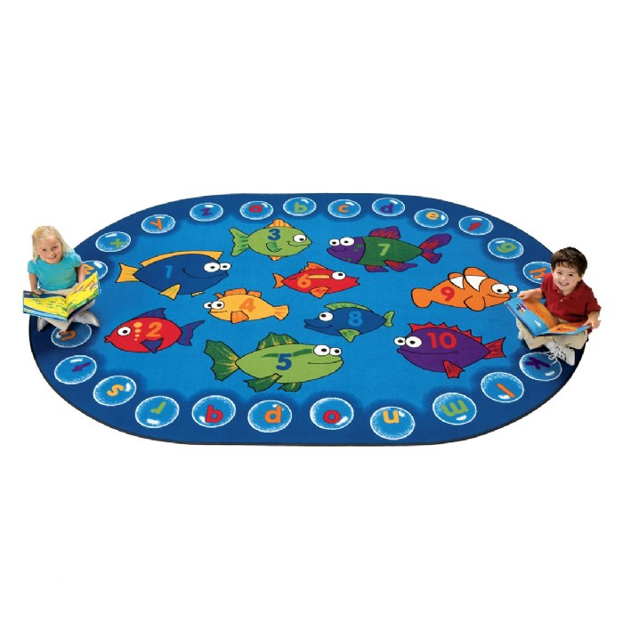 Alternate Image #1 of Fishing For Literacy Oval Carpet 6'9" x 9'5"