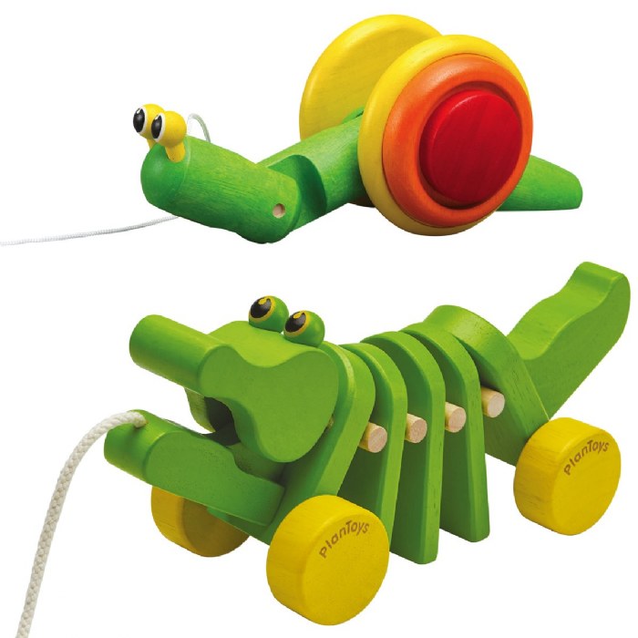 Primary Image of Pull Along Snail and Dancing Alligator Pull Toys