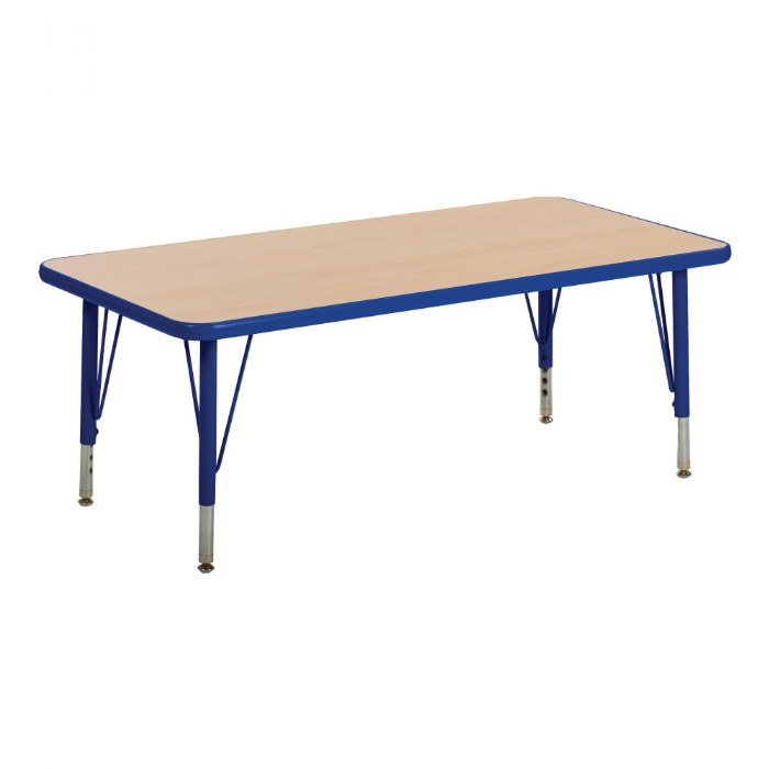 Primary Image of Nature Color 30" x 36" Rectangle Table with 21" - 30" Adjustable Legs - Blue