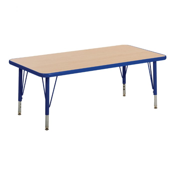 Primary Image of Nature Color 30" x 36" Rectangle Table with 15" - 24" Adjustable Legs - Blue