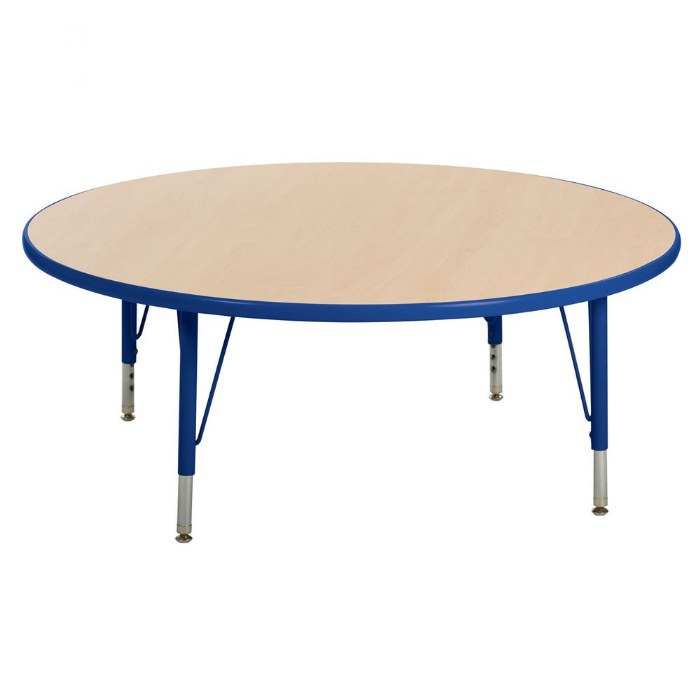 Primary Image of Nature Color 48" Round Table with 15" - 24" Adjustable Legs - Blue