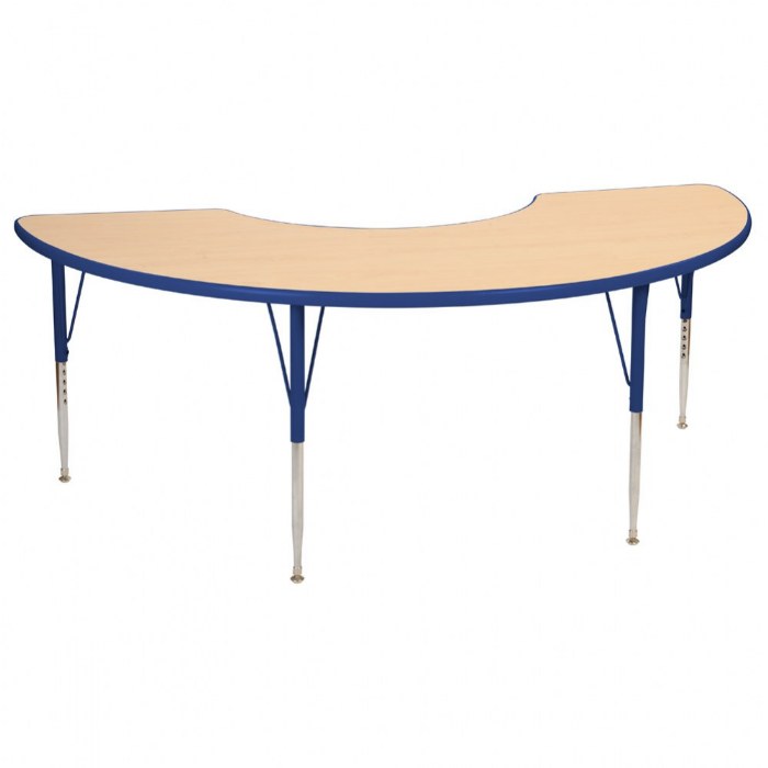 Primary Image of Nature Color 36" x 72" Half Moon Table with 21-30" Adjustable Legs - Blue