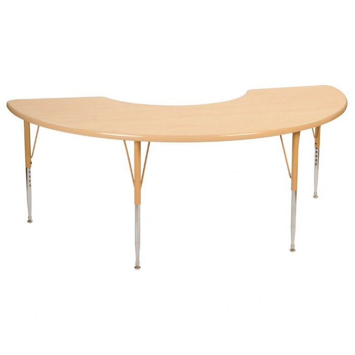 Primary Image of Nature Color 36" x 72" Half Moon Table with Adjustable Legs