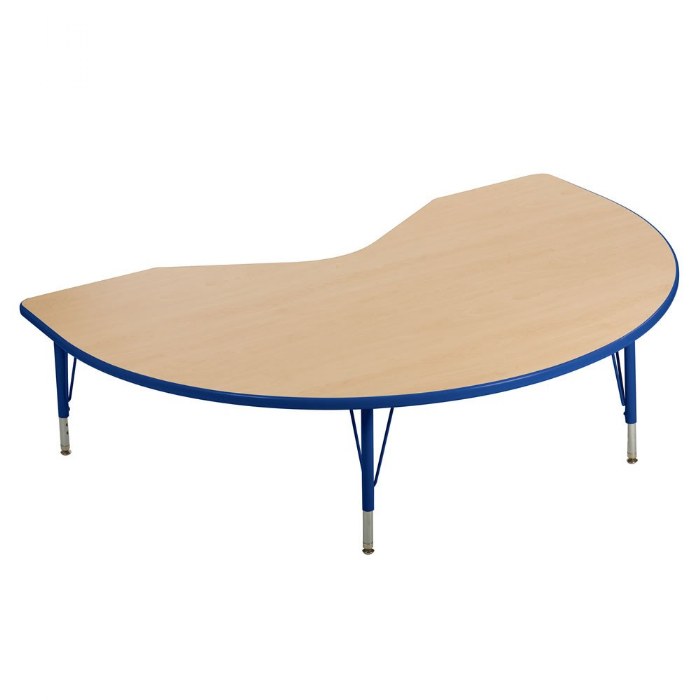 Primary Image of Nature Color 48" x 72" Kidney Table with 21-30" Adjustable Legs - Blue
