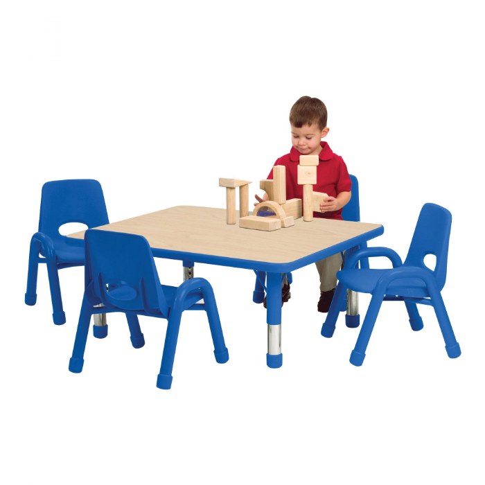 Primary Image of Nature Color Chunky 30"x36" Toddler Table with 12-16" Adjustable Legs - Blue