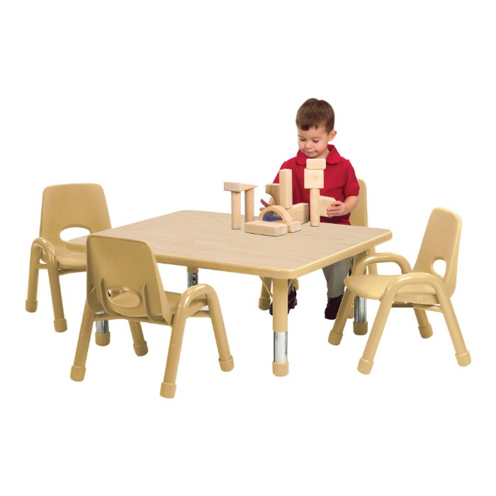 Primary Image of Nature Color Chunky 30" x 36" Toddler Table with 12" - 16" Adjustable Legs