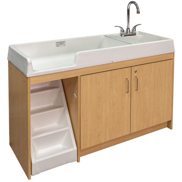Primary Image of Walk Up Changing Table w/Right Sink/Left Stairs Natural