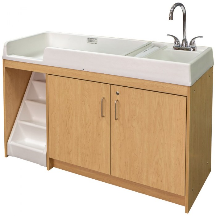 Alternate Image #1 of Walk Up Changing Table w/Right Sink/Left Stairs Natural