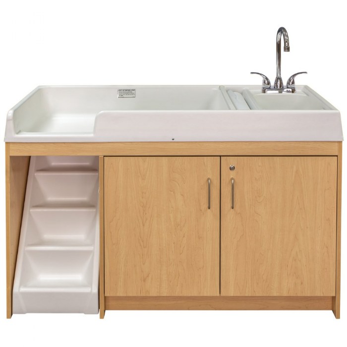 Alternate Image #1 of Walk Up Changing Table w/Right Sink/Left Stairs Natural