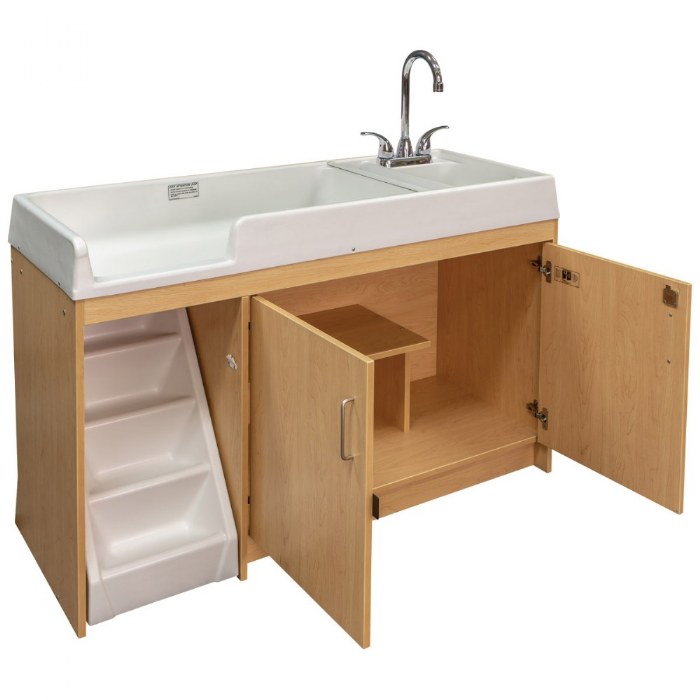 Alternate Image #1 of Walk Up Changing Table w/Right Sink/Left Stairs Natural