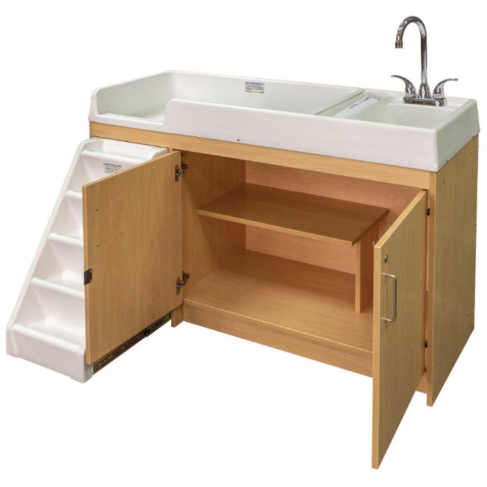 Alternate Image #1 of Walk Up Changing Table w/Right Sink/Left Stairs Natural