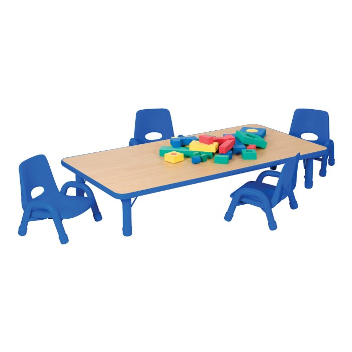 Alternate Image #1 of Nature Color Chunky 30" x 48" Toddler Table with 12-16" Adjustable Legs - Blue