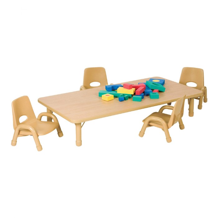 Alternate Image #1 of Nature Color Chunky 30" x 48" Toddler Table with 12-16" Adjustable Legs - Natural