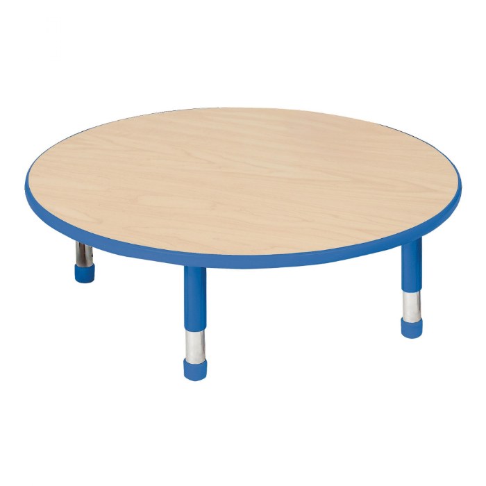 Primary Image of Nature Color Chunky 32" Round Table with 12-16" Adjustable Legs - Blue