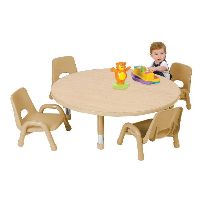 Alternate Image #1 of Nature Color Chunky 32" Round Table with 12-16" Adjustable Legs - Natural