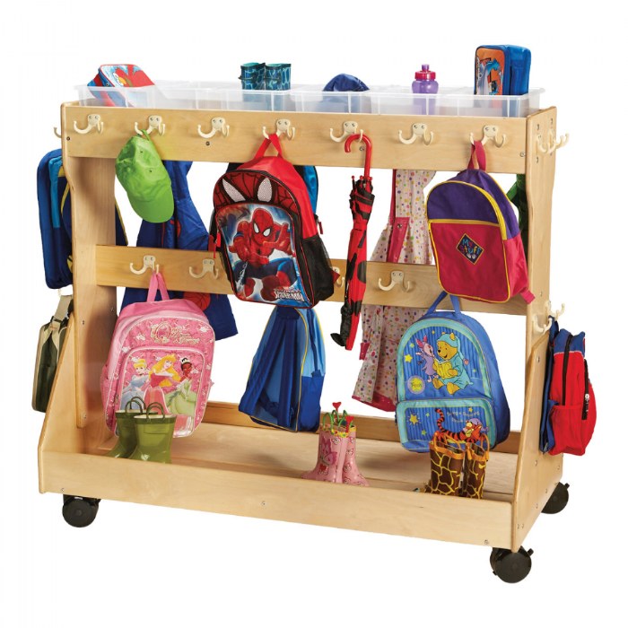 Primary Image of Mobile Backpack Cart with 6 Clear Cubbie Trays