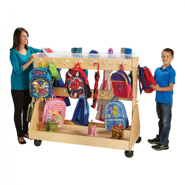 Alternate Image #1 of Mobile Backpack Cart with 6 Clear Cubbie Trays