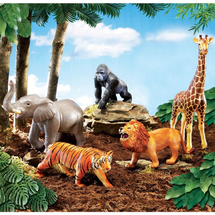 Alternate Image #1 of Jumbo Jungle Animals - 5 Pieces
