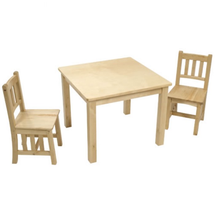 Primary Image of Birch Wood Mission Table with Two Chairs