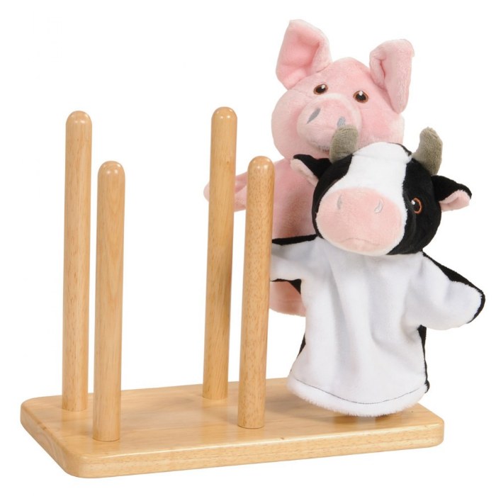 Alternate Image #1 of Wooden, Tiered Puppet Stand - Holds 6 Puppets
