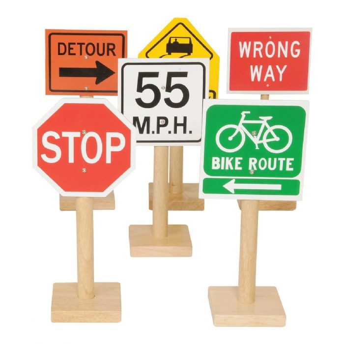 Alternate Image #1 of Deluxe International Traffic Signs with Wooden Bases