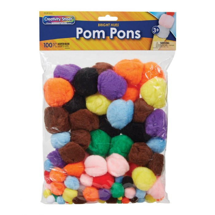 Alternate Image #1 of Pom Poms Bright Hues - 100 Count Assorted Sizes