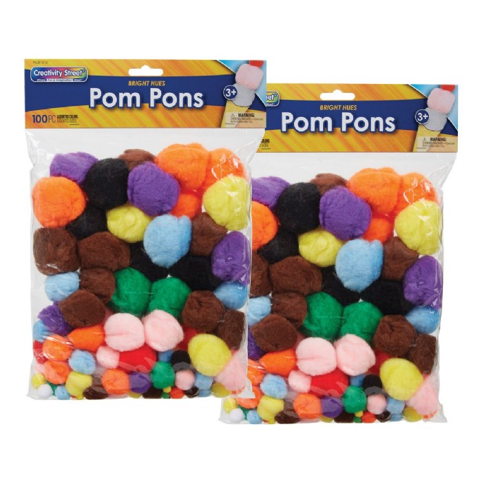 Alternate Image #1 of Pom Poms with Bright Hues - 200 Count -Assorted Sizes