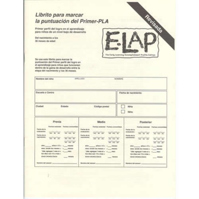 Primary Image of E-LAP&trade; Scoring Booklets - 20 - Spanish