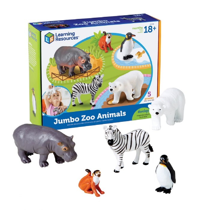 Alternate Image #1 of Jumbo Zoo Animals - Set of 5