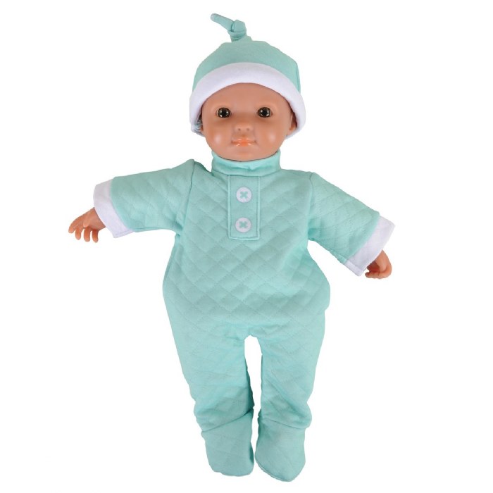 Alternate Image #1 of Soft Body 11" Baby Doll with Romper and Cap - Hispanic