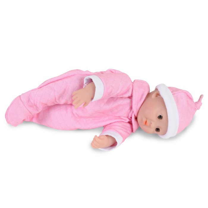 Alternate Image #1 of Soft Body 11" Baby Doll with Romper and Cap - Asian