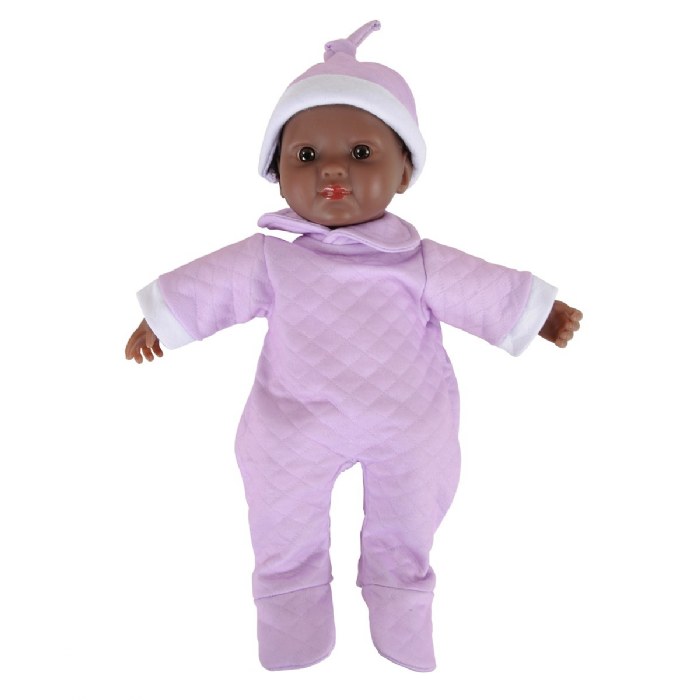 Alternate Image #1 of Soft Body 11" Baby Doll with Romper and Cap - African American