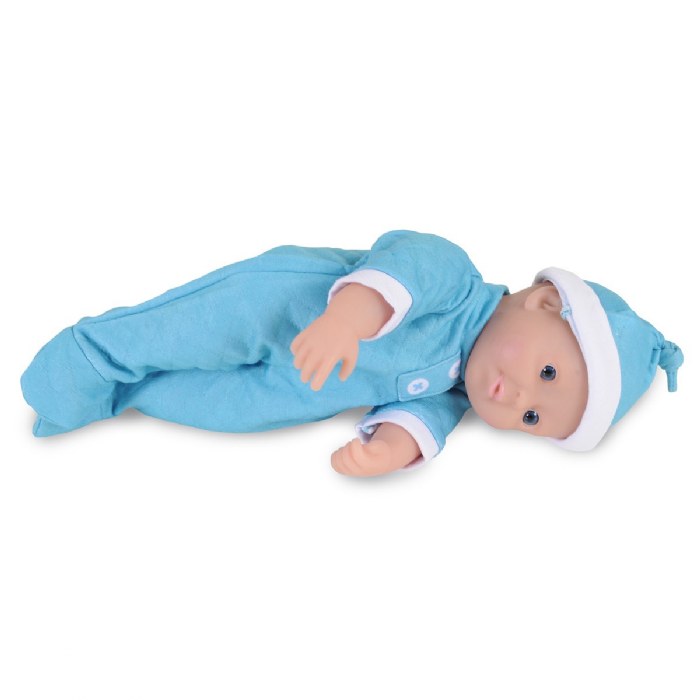 Alternate Image #1 of Soft Body 11" Baby Doll with Romper and Cap - Caucasian