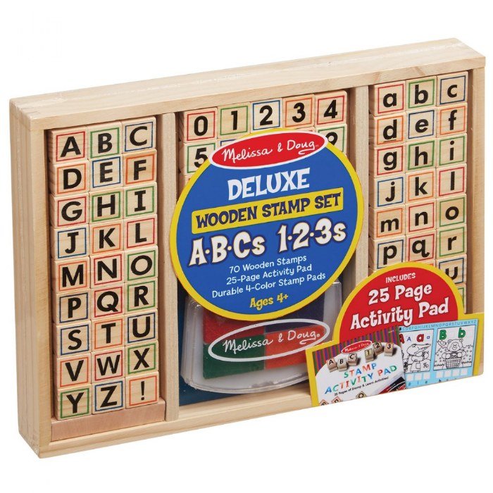 Alternate Image #1 of Wooden ABC 123 Stamp Set