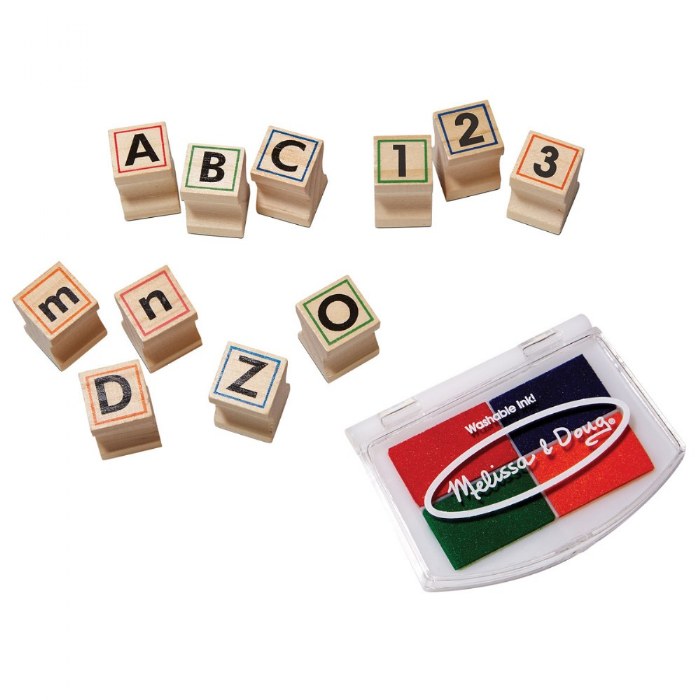 Alternate Image #1 of Wooden ABC 123 Stamp Set