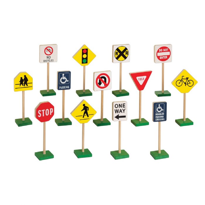 Primary Image of Miniature Traffic Signs 7" High - 13 Pieces
