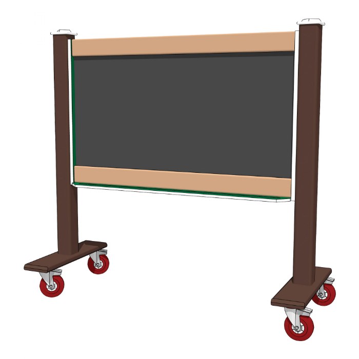 Alternate Image #1 of Double-Sided Magnetic Outdoor Chalkboard with Casters - Blue/Chocolate