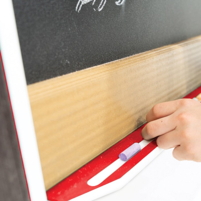 Alternate Image #1 of Double-Sided Magnetic Outdoor Chalkboard with Casters - Red/Chocolate