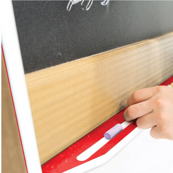 Alternate Image #1 of Double-Sided Magnetic Outdoor Chalkboard with Casters - Red/Latte