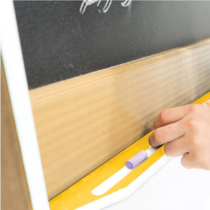 Alternate Image #1 of Double-Sided Magnetic Outdoor Chalkboard with Casters - Yellow/Latte