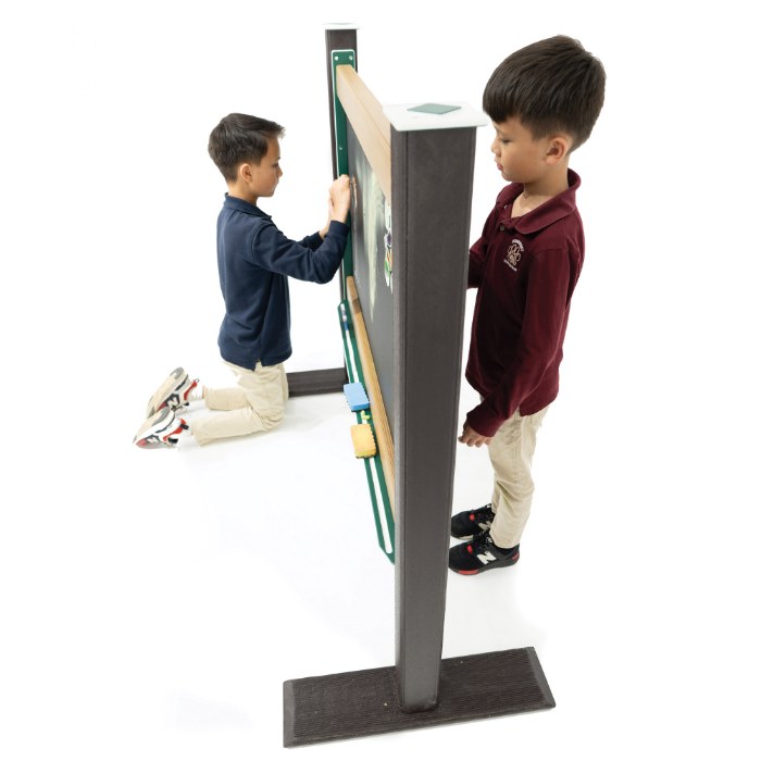 Alternate Image #1 of Double-Sided Magnetic Outdoor Chalkboard - Portable - Blue/Chocolate