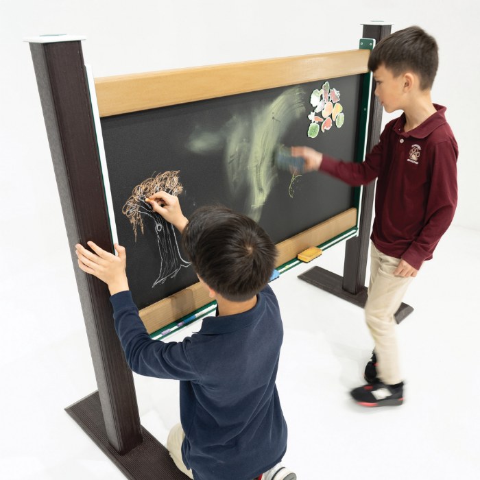 Alternate Image #1 of Double-Sided Magnetic Outdoor Chalkboard - Portable - Blue/Chocolate