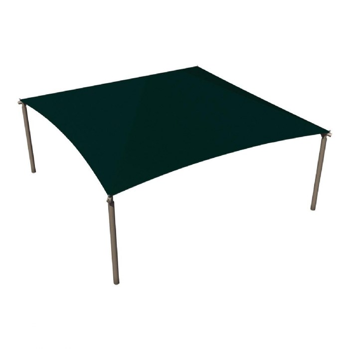 Alternate Image #1 of Square Hip 20' x 20' with 8' Entry 4-Post Shade with Forest Green Fabric