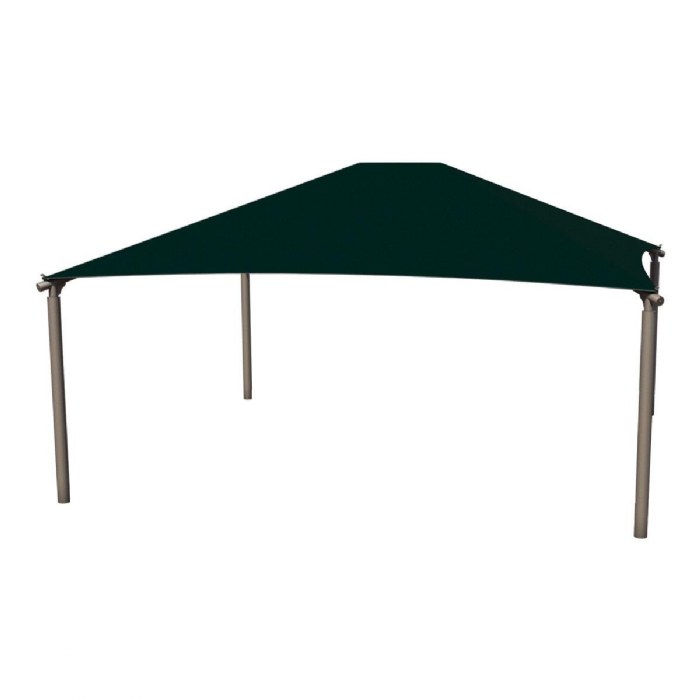 Primary Image of Square Hip 20' x 20' with 8' Entry 4-Post Shade with Forest Green Fabric