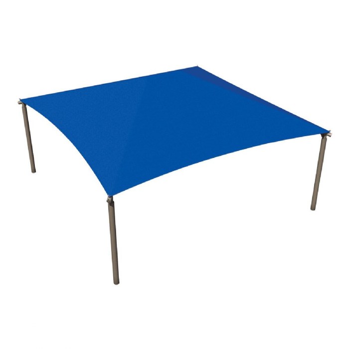 Alternate Image #1 of Square Hip 20' x 20' with 8' Entry 4-Post Shade with True Blue Fabric
